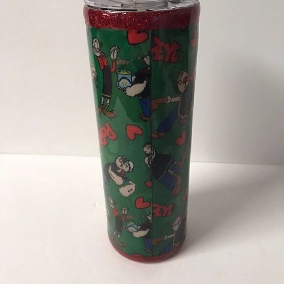 Handmade Popeye and Olive Oyl stainless steel tumbler - Picture 2 of 5